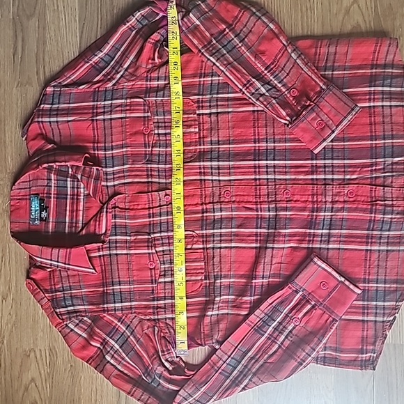Lauren Ralph Lauren Red Plaid Button Down Cotton Blouse Epaulettes Large - Picture 5 of 10